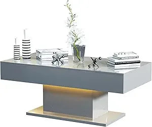 Modern High Glossy Wooden Coffee Tables with 16 Colors LED lights