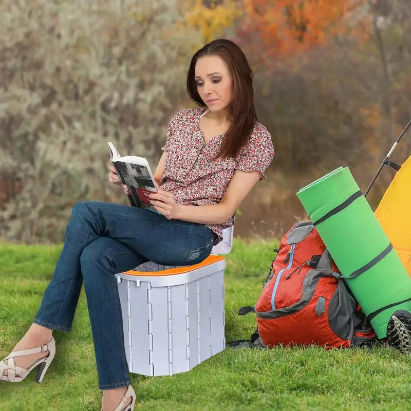 Folding Portable Potty Car Toilet With 15 Trash Bags