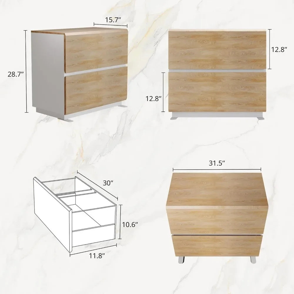 2-Drawer Lateral File Cabinet - 31W x 28H w/ Anti-Tilt