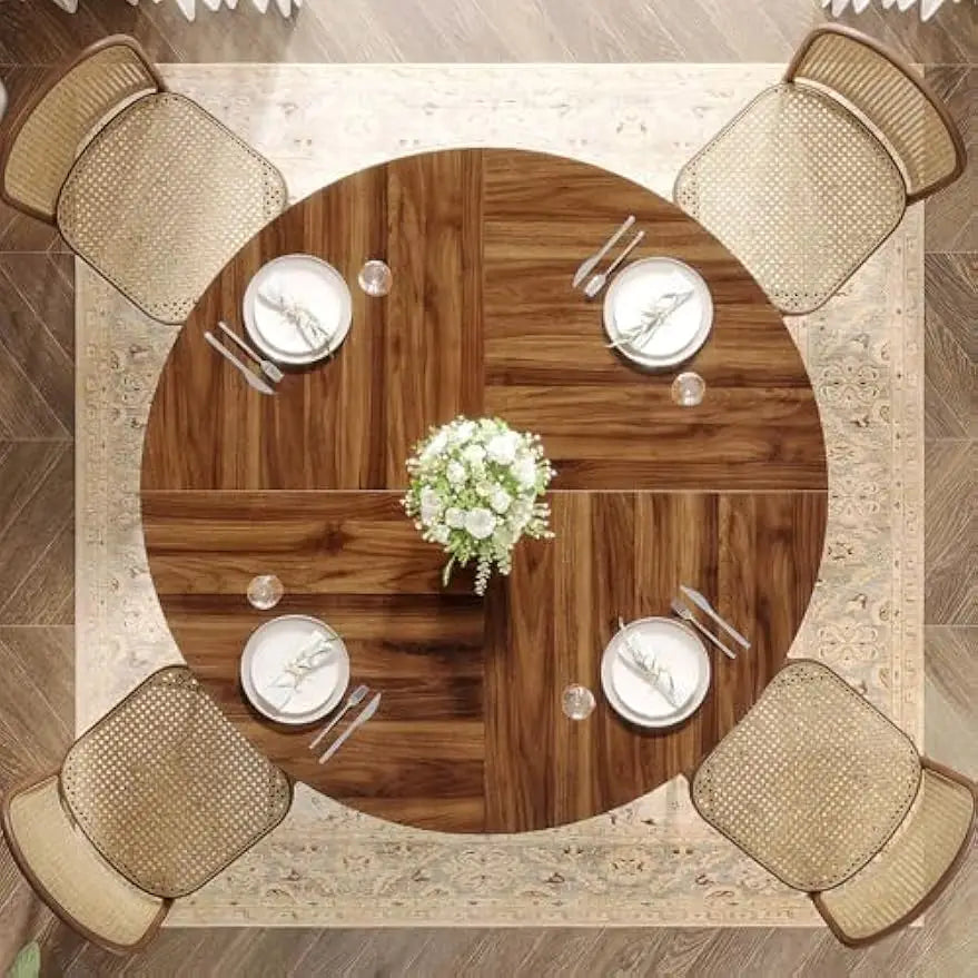 Round Dining Table with Sturdy Metal Base