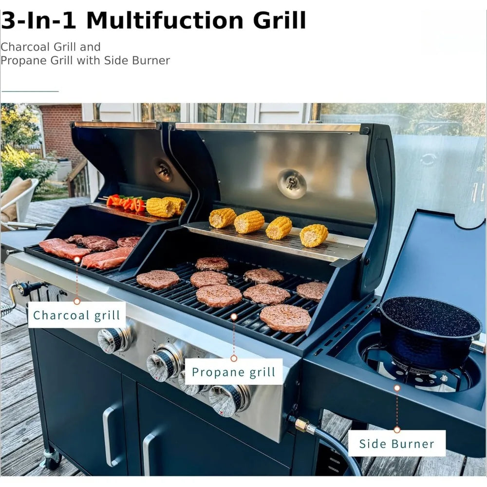 Gas and Charcoal Grill Combo 690 SQIN Cooking Area
