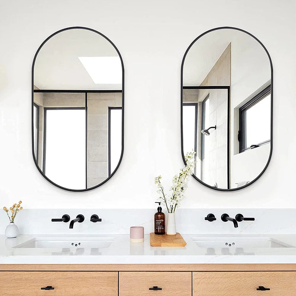 Black Framed Wall Bathroom Accent Vanity Mirror