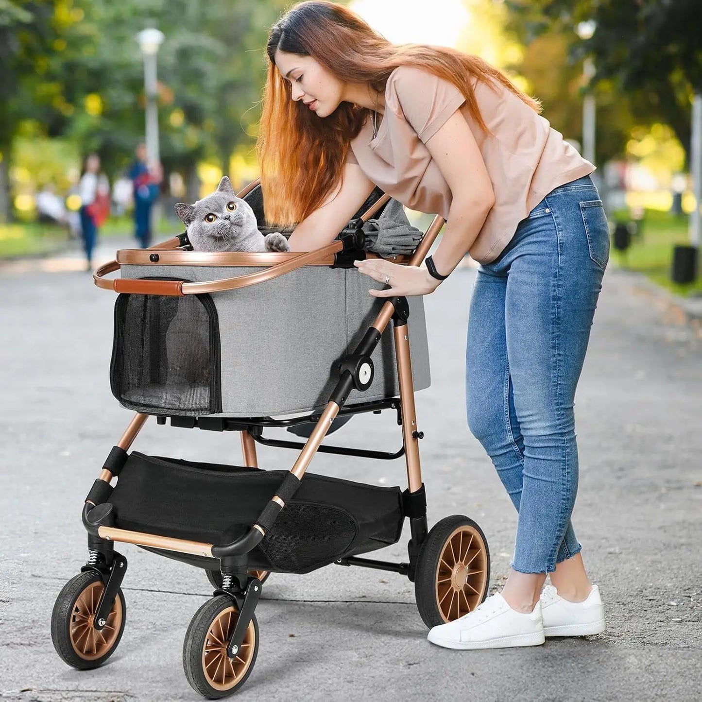 360° Rubber Wheels and Shock Absorption Dog Buggy
