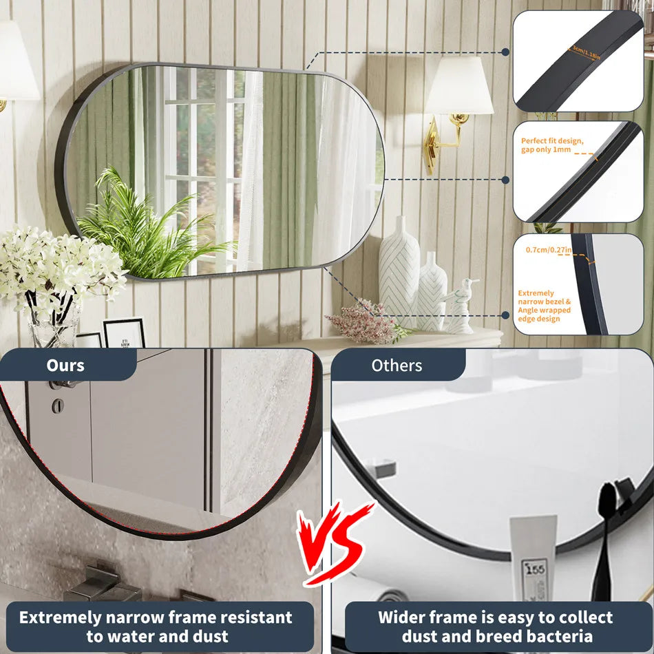 Black Framed Wall Bathroom Accent Vanity Mirror