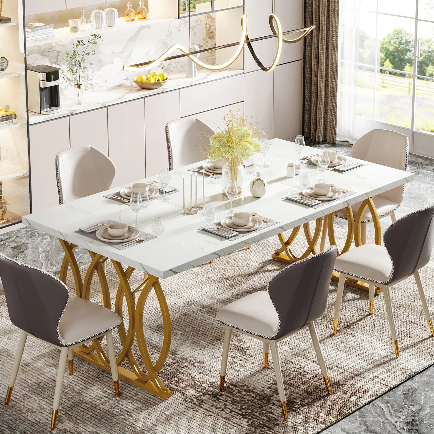 63-Inch Rectangular Dining Table for 4 to 6 people