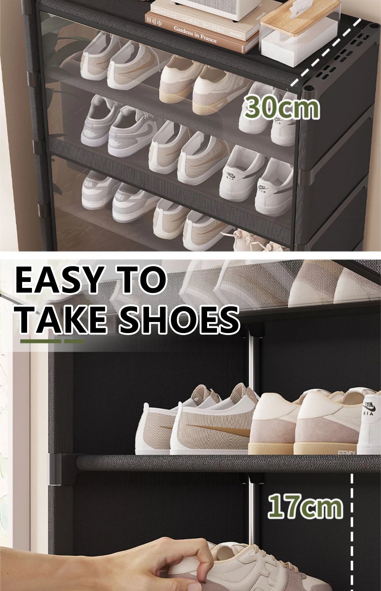 Multi-layer Shoe Cabinet Organizer with Clear Lid