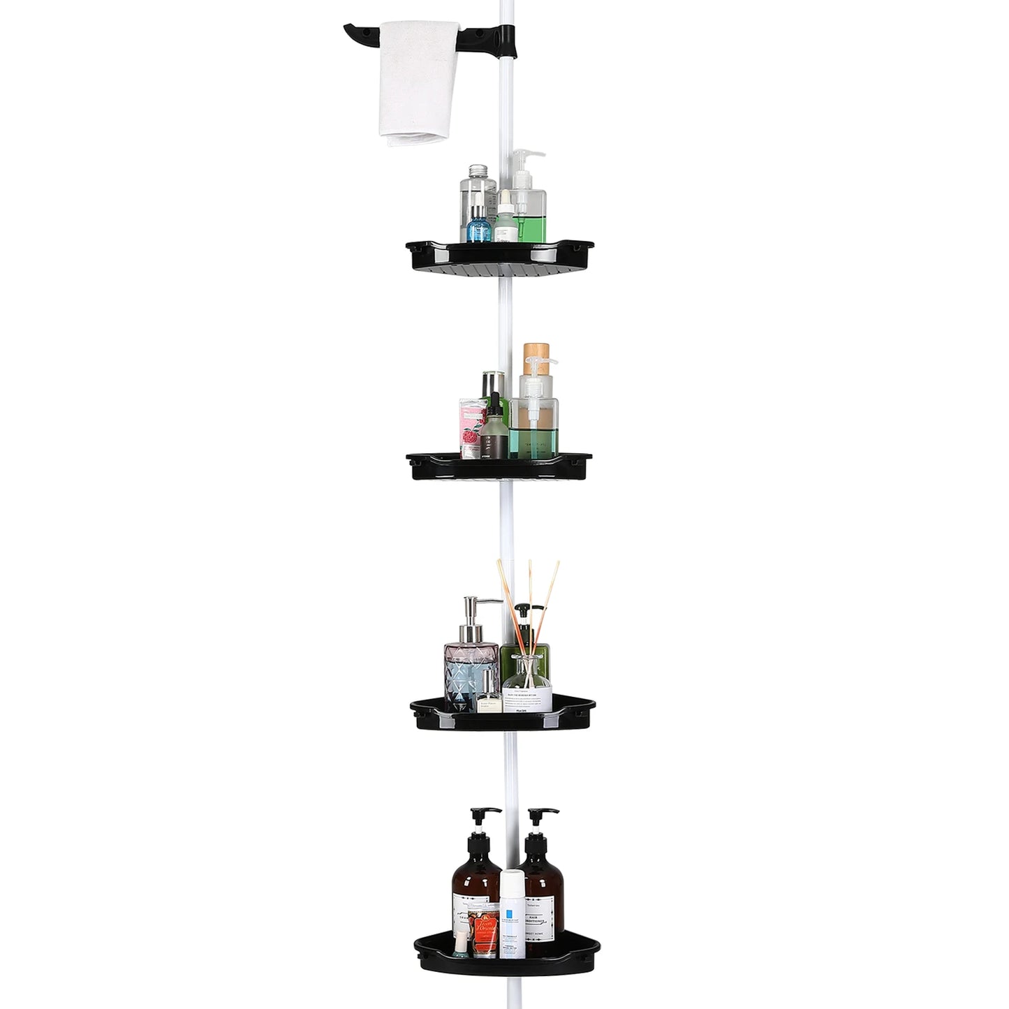 Corner Shower Caddy Tension Pole With 4 Basket Shelves