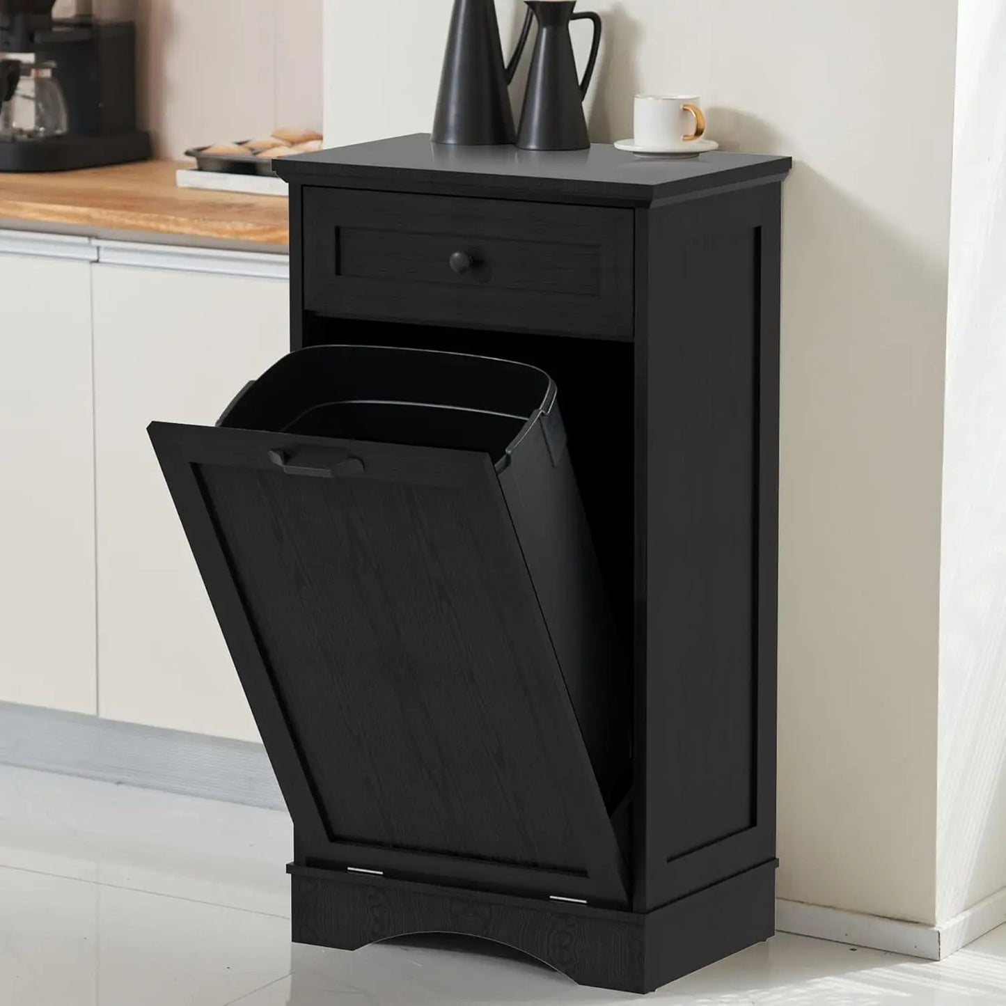 13 Gallons Tilt Out Trash Cabinet with Hideaway Drawer