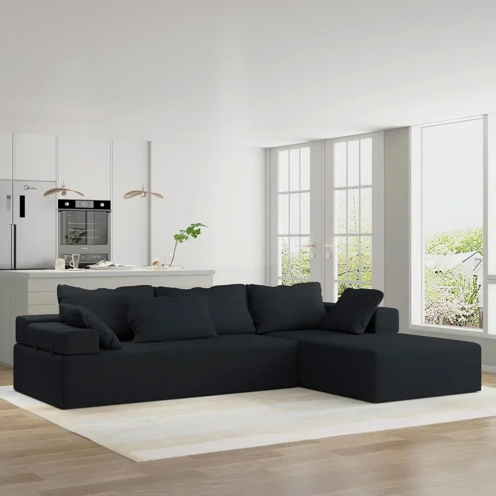 Modern L-Shape Sectional Upholstery Sofa with Comfy Deep Seating