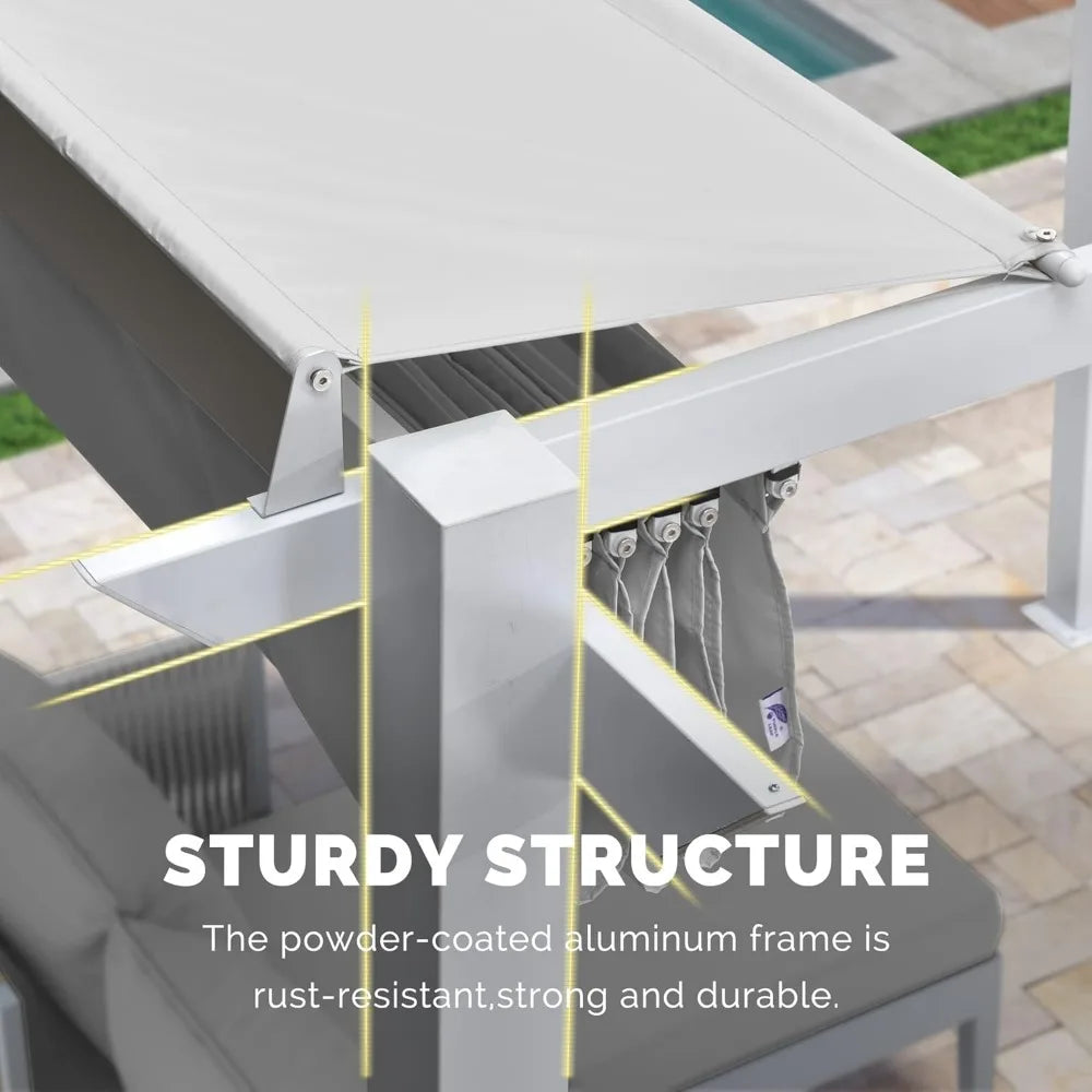 10' X 13' Outdoor Aluminum Heavy-Duty Retractable Pergola