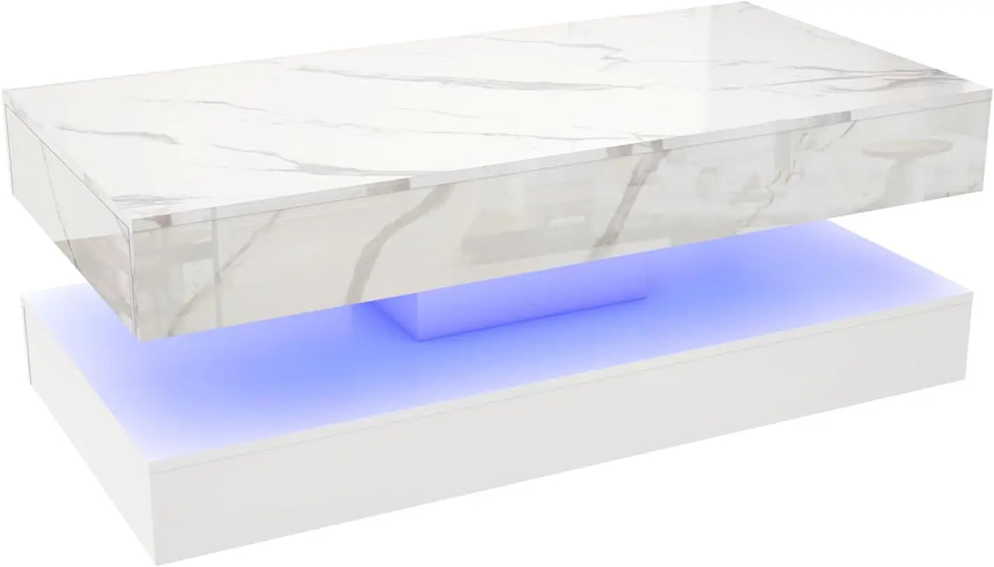 Double-Layer Design for Living Room Coffee Table with 2 Storage Drawers
