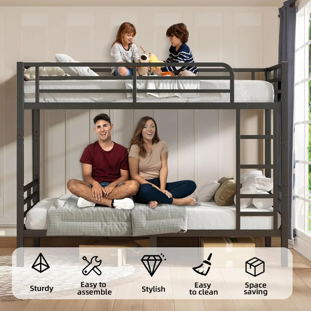 Twin XL Over Twin XL Bunk Bed Frame for Adults/Teens