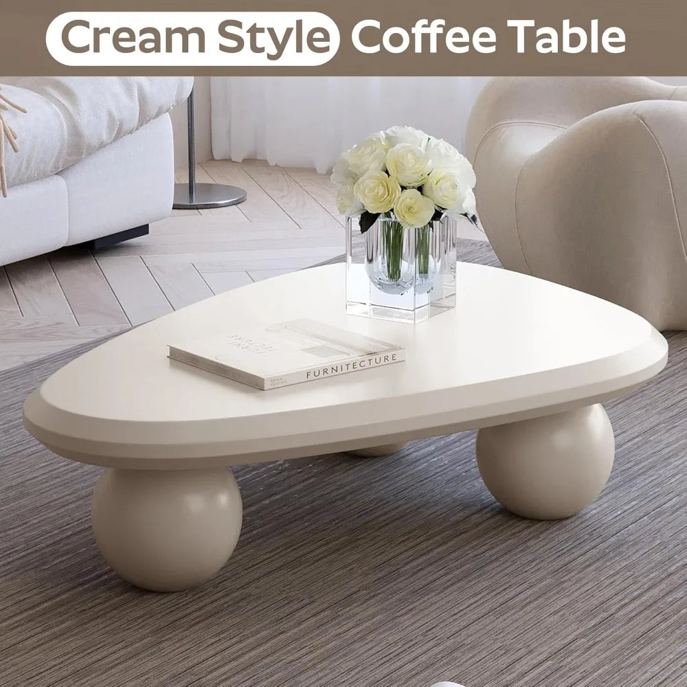 Irregular Coffee Table with 3 Round Legs