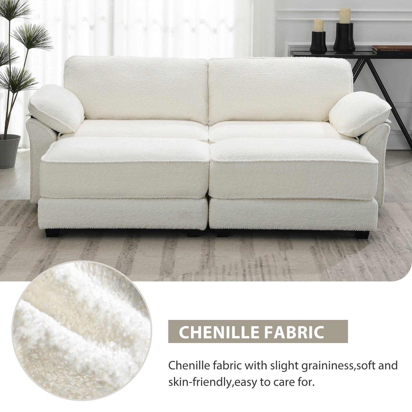 4 Seat Upholstered Sleeper Corner Couch bed set
