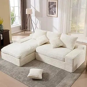 99" Corduroy Oversized Memory Foam L Shape Sofa