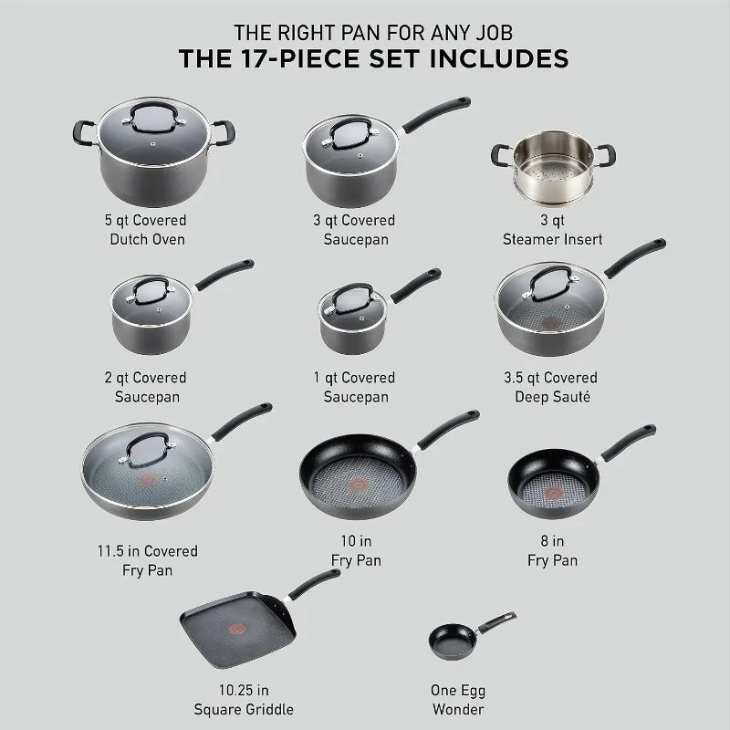 17 Piece Ultimate Hard Anodized Nonstick Cookware Set