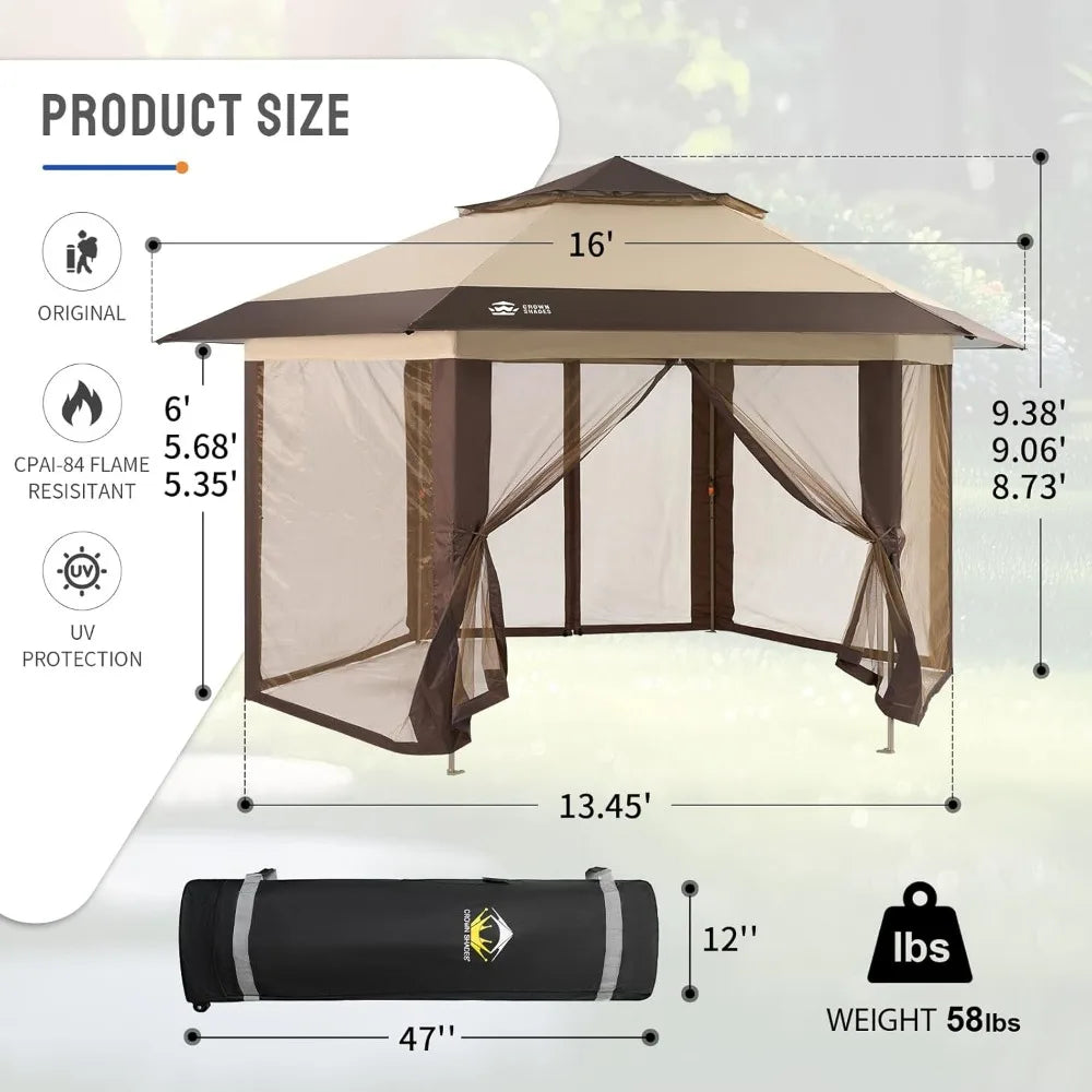 16x16 Pop up Gazebo with Mosquito Nettings