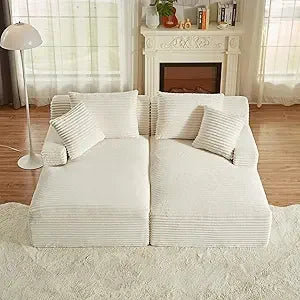 Oversized Chaise Lounge Sofa Bed with Throw Pillows and Armrests