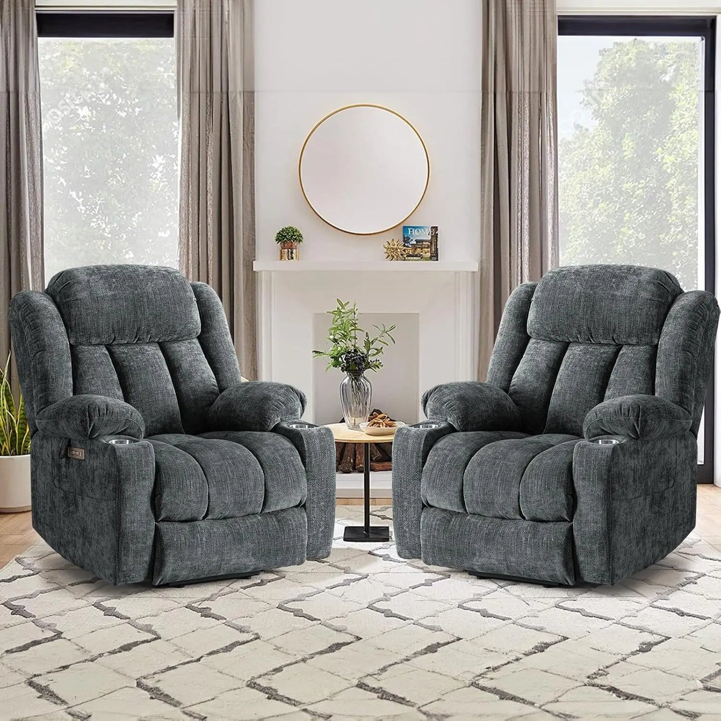 Large Power Lift Chairs Recliners for Elderly with Heat & Massage