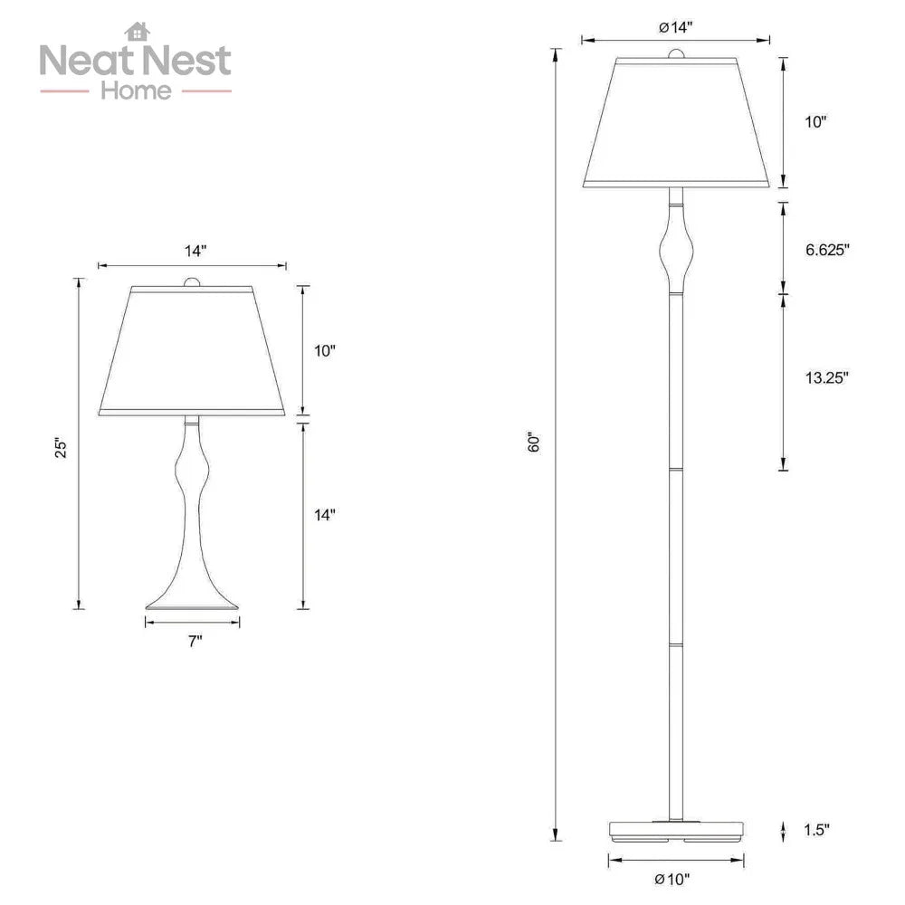 Home decor Beige and Brushed Nickel 3-Piece Lamp Set