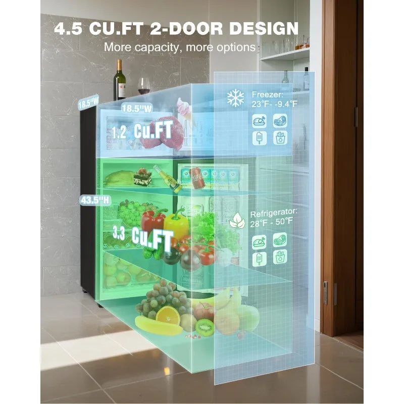 4.5 Cu.Ft Double Door Refrigerator with Freezer