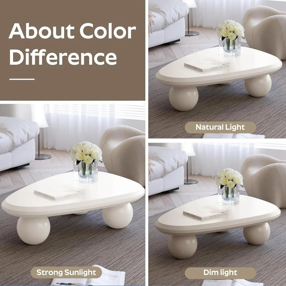 Irregular Coffee Table with 3 Round Legs