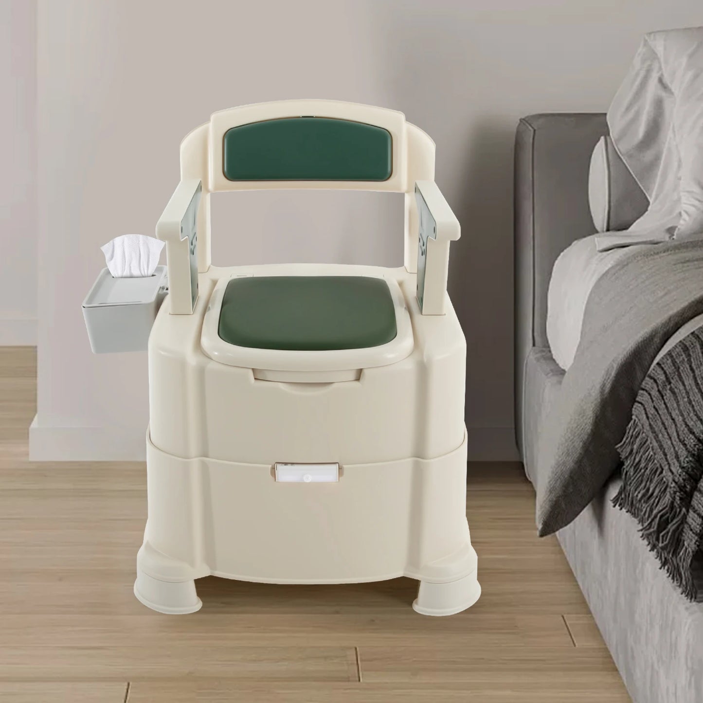 Bedside Commode Toilet with Sensor Night Light