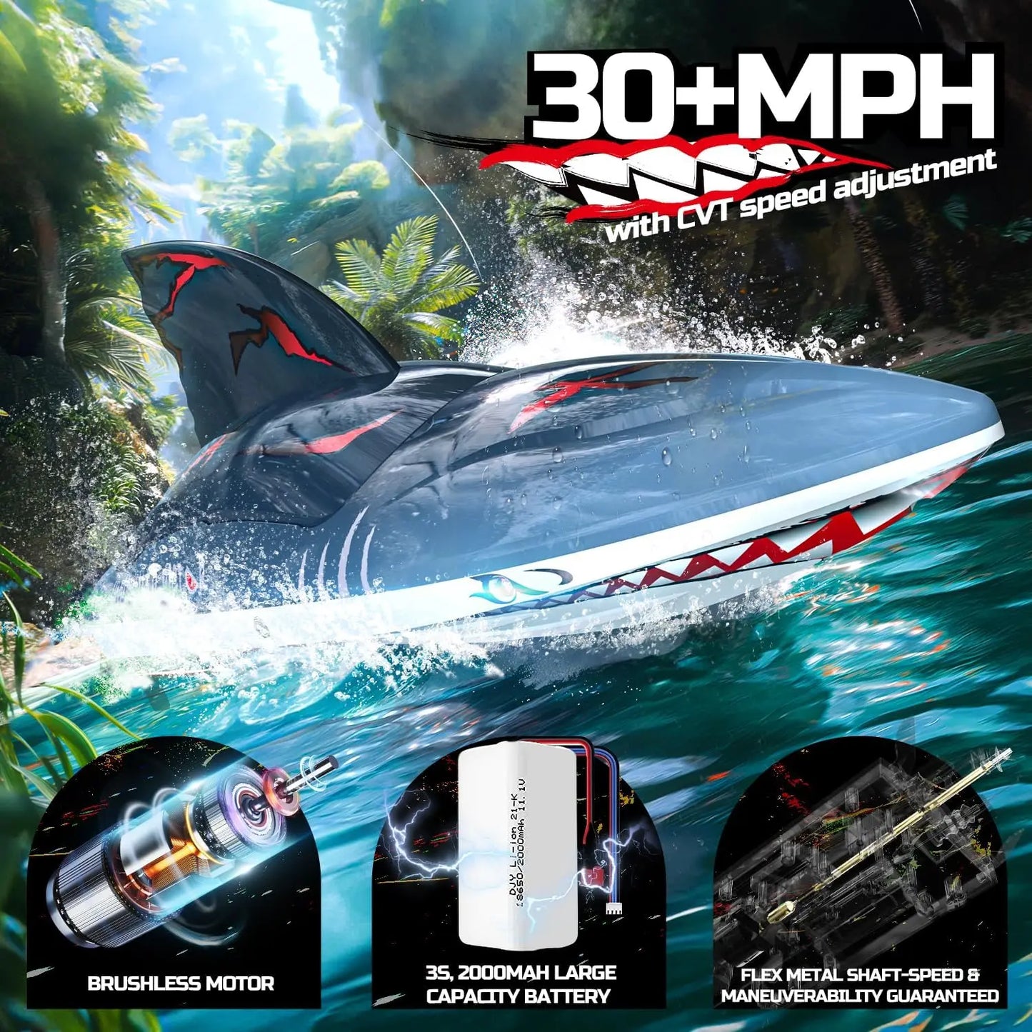 RC Shark Boat DE 2104 SHARK 48+ km/h Self-Rising