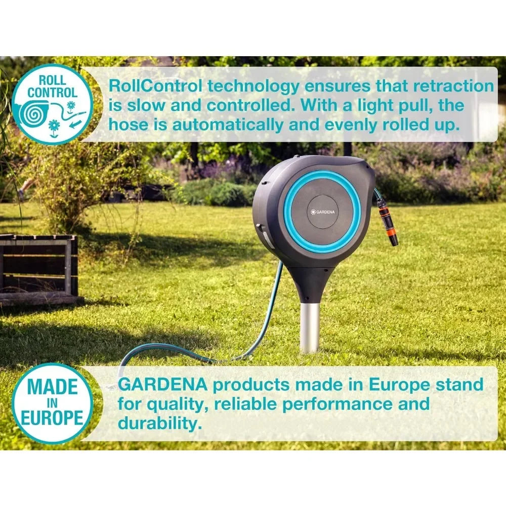 HOT 66' x 1/2" Automatic Retractable Garden Hose Reel on Metal Spike