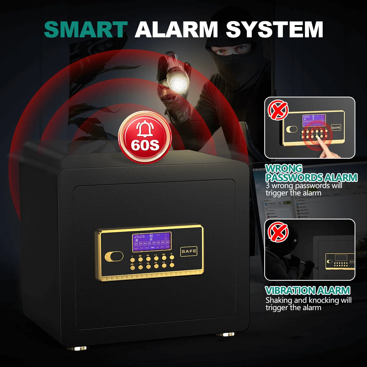 Digital Keypad Home Security Safe with Fireproof Waterproof Bag