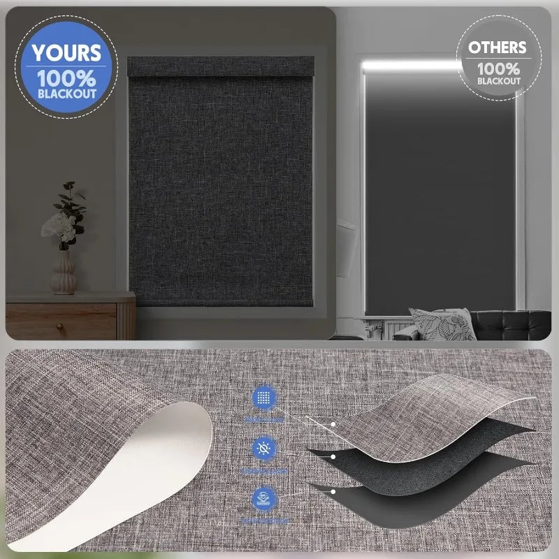 Blackout Smart Roller Blinds Solar Panel Include Electric Cordle