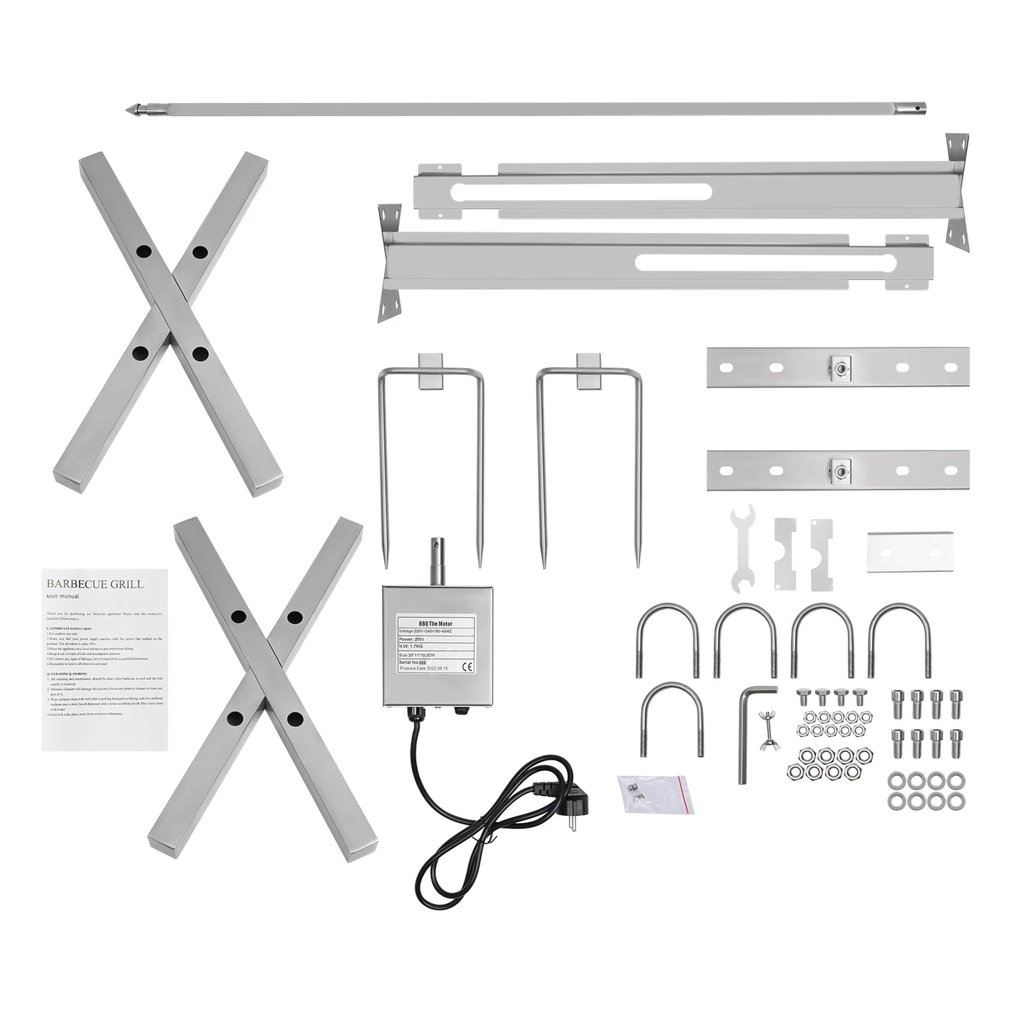 53" Electric BBQ Rotisserie Grill Kit, for Roasting Pig Lamb