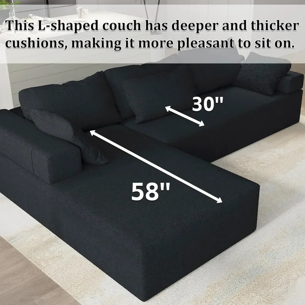 Modern L-Shape Sectional Upholstery Sofa with Comfy Deep Seating