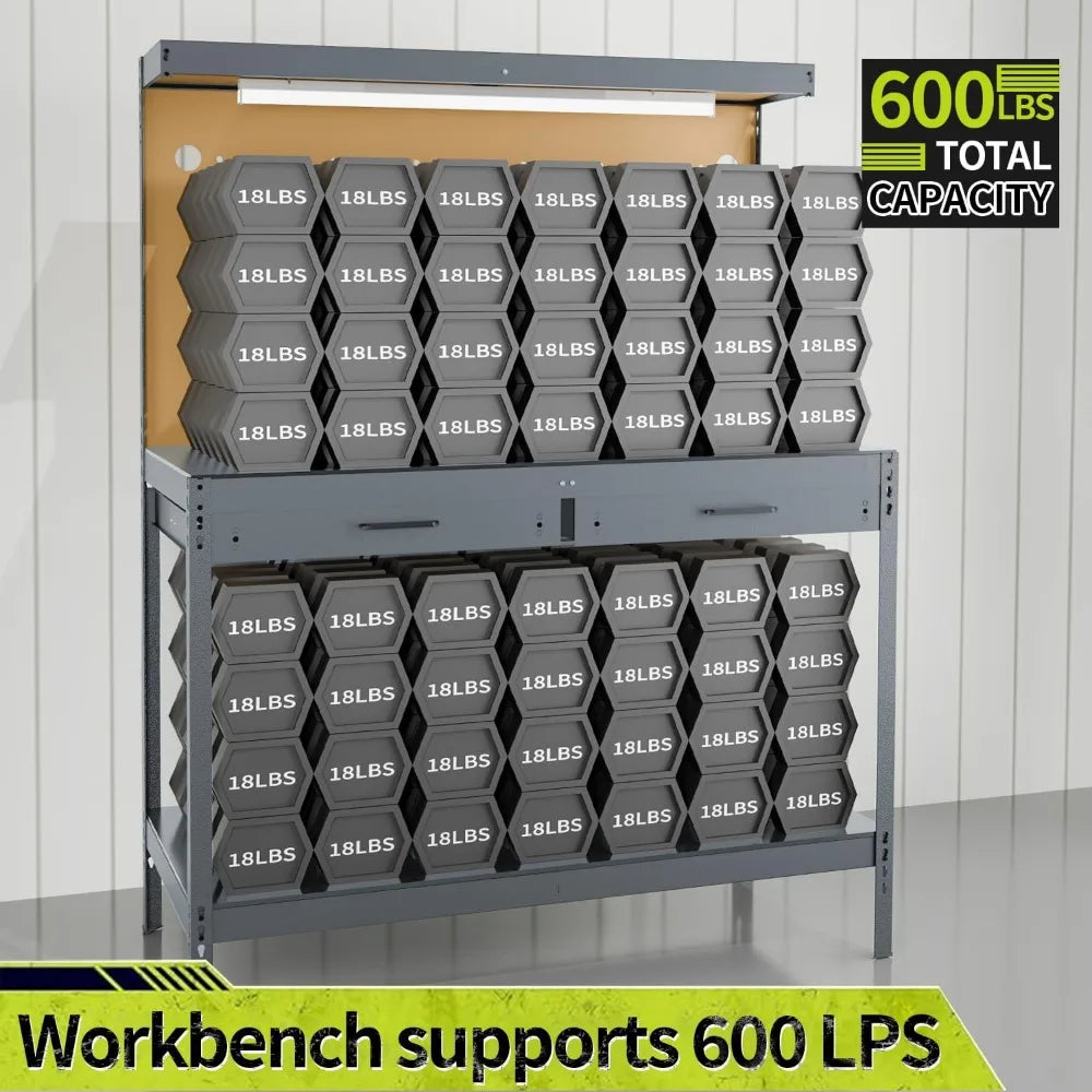 A3 Steel Workbench with Power Outlets and Light