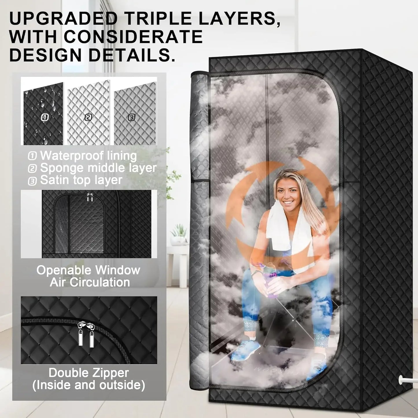 Portable Steam Sauna for Home, with 2.6L & 1500W±10%, Remote Control