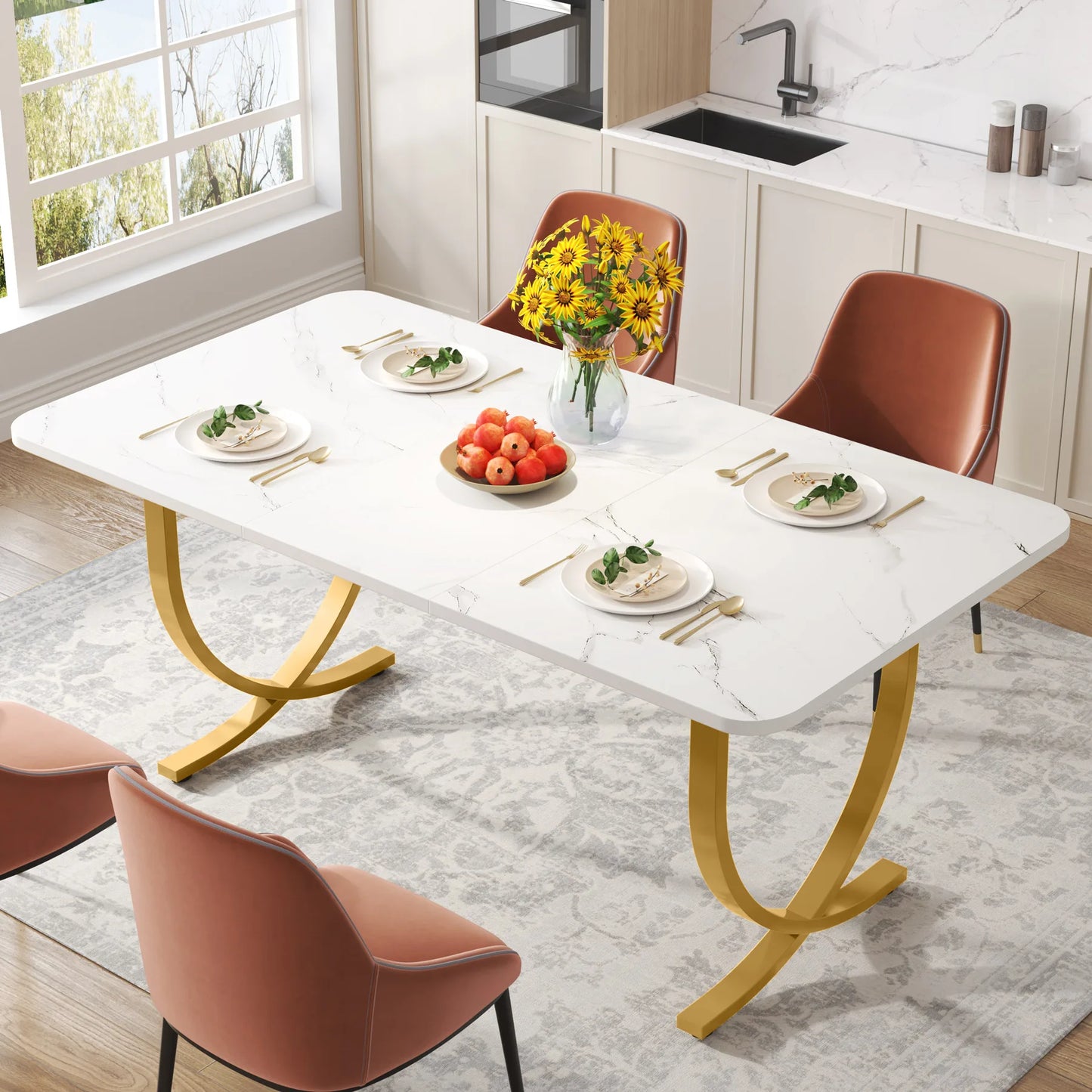 63-Inch Rectangular Dining Table for 4 to 6 people