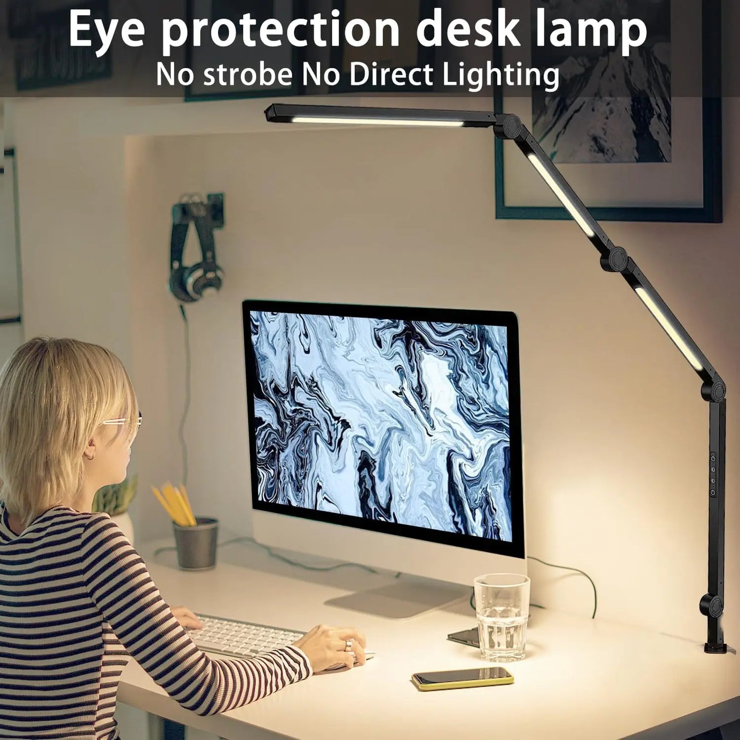 LED Desk Lamp with Clamp with Three light sources