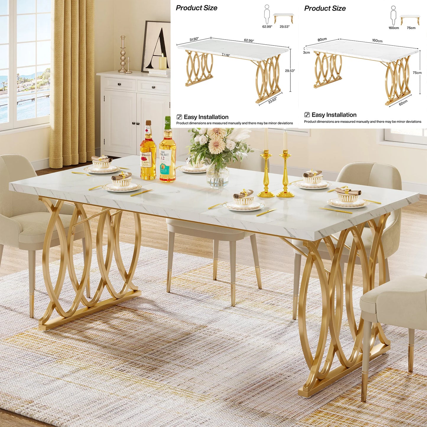 63-Inch Rectangular Dining Table for 4 to 6 people