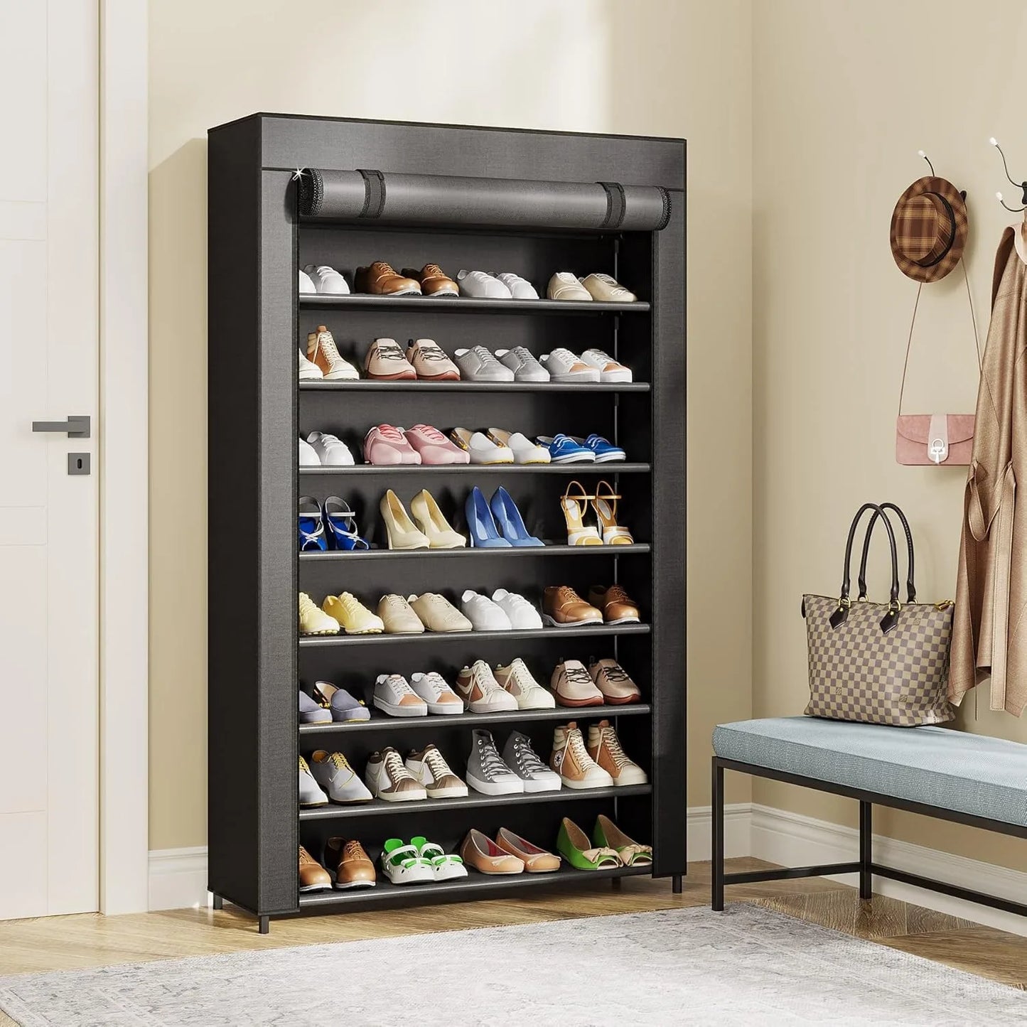 10 Tier Shoes Rack Organizer with Cover