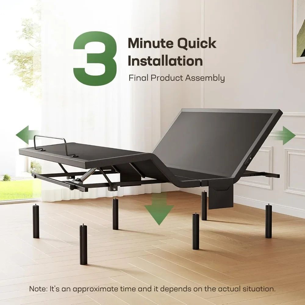 Queen Size Adjustable Bed Frame with 4 Height Options