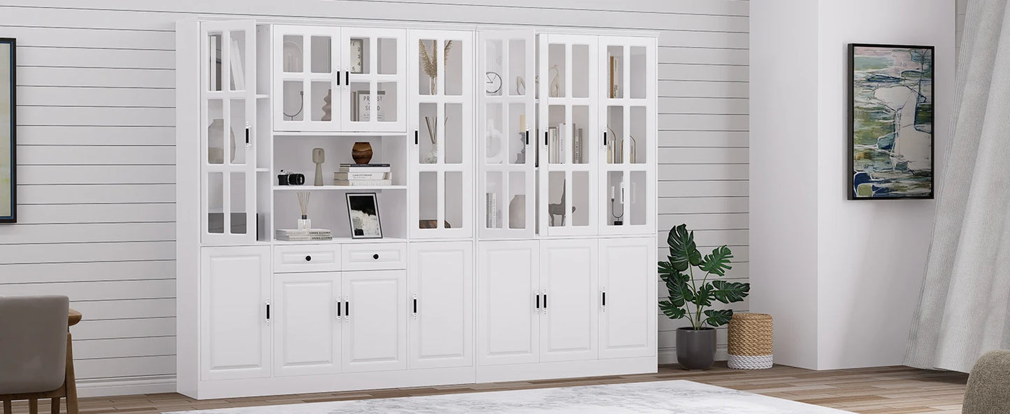 78.7" Tall Kitchen Pantry Storage Cabinet with Glass Doors