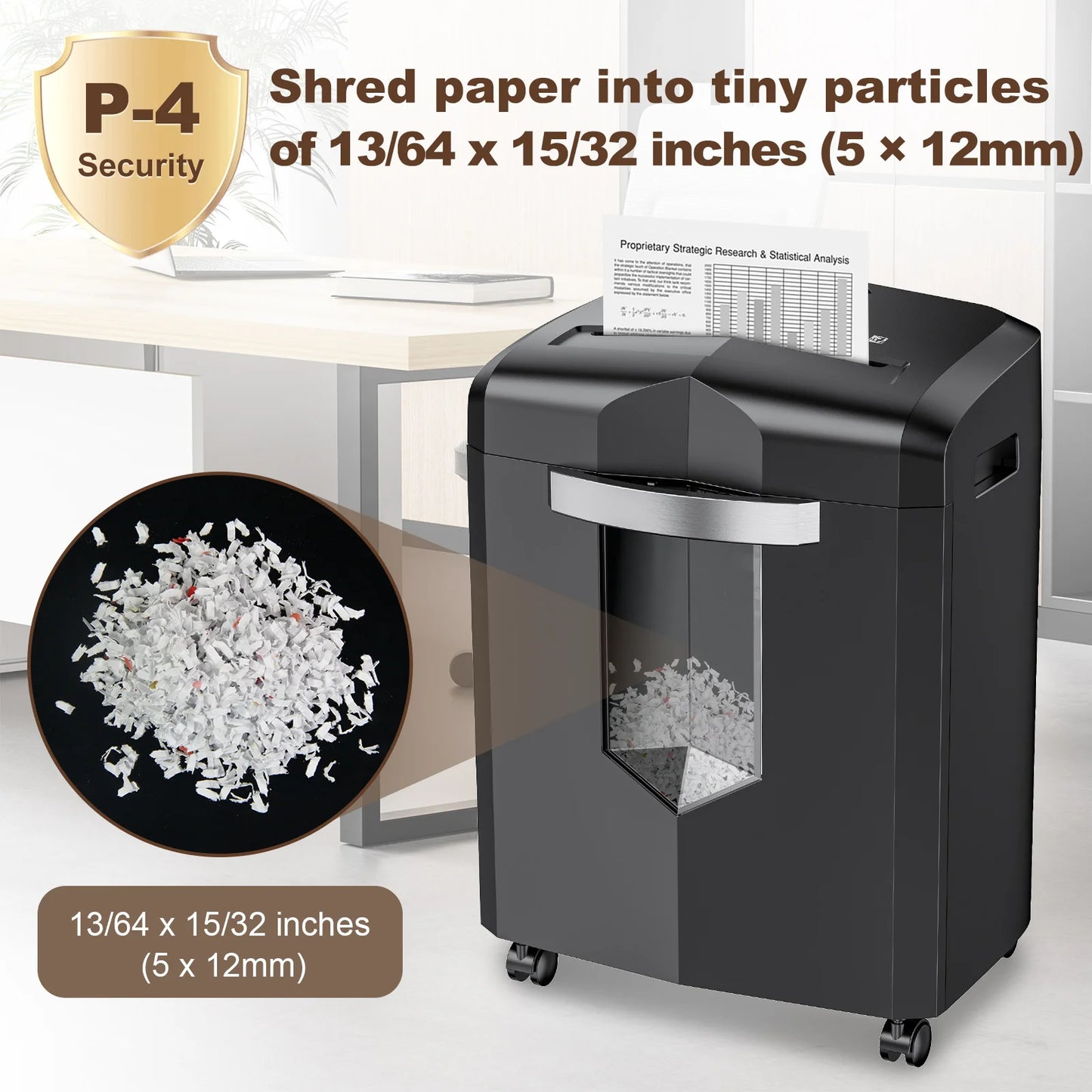 12-Sheet Micro Cut Paper Shredder with Pullout Wastebin.