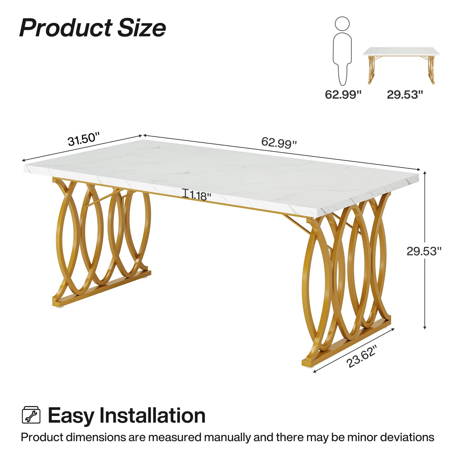 63-Inch Rectangular Dining Table for 4 to 6 people