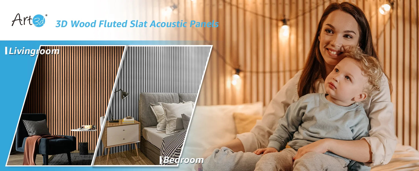 94.5x7.9-inch 4PCS Wood Noise Reduction 3D Textured Wall Panels