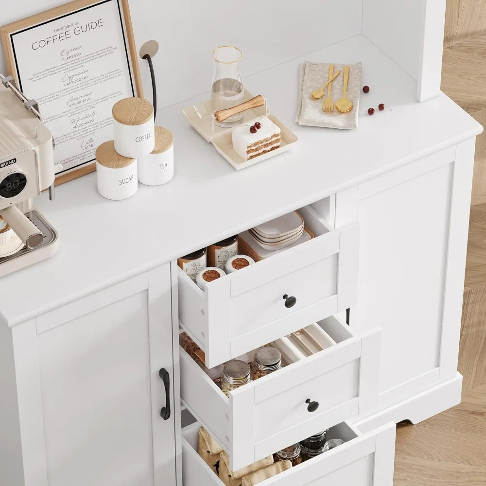 68" Kitchen Pantry Storage Cabinet with Microwave Stand