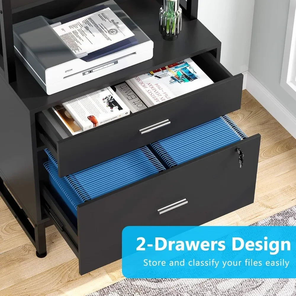 2 Drawer Letter Size Large Modern Filing Cabinet