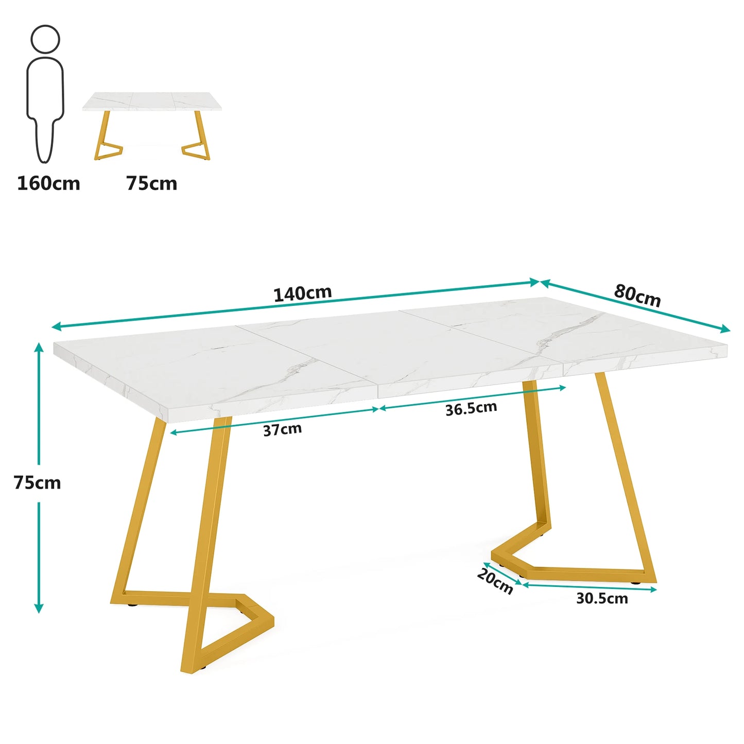 63-Inch Rectangular Dining Table for 4 to 6 people