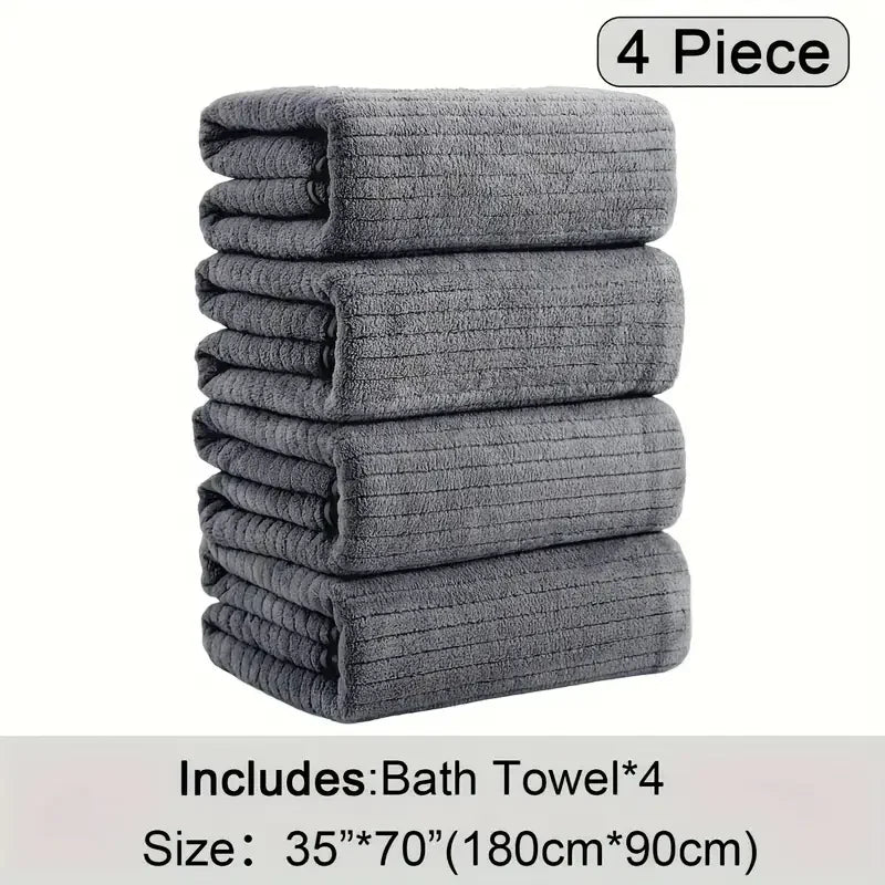 4pcs Oversized Bath Towels Set Ultra Soft Microfiber
