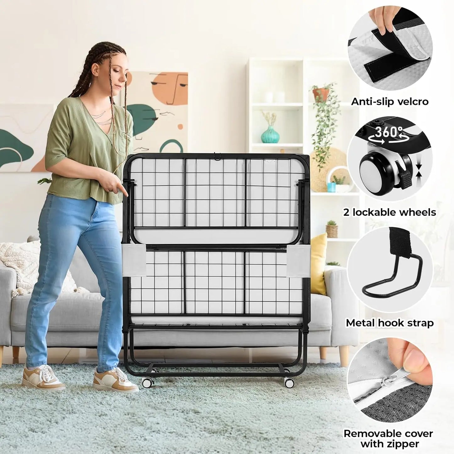Rollaway Folding Bed with Mattress