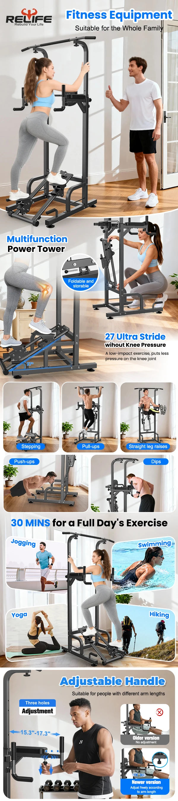 Multifunctional Power Tower Pull Up Dip Station